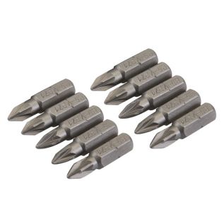 Cr-V Pozidriv schroevendraaier bits, 10 pk.